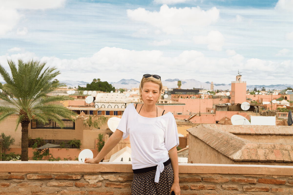 Tourist Admiring Moroccan architecture